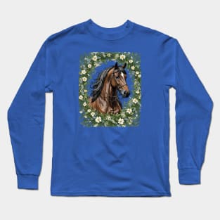 Massachusetts Morgan Horse And Mayflowers Long Sleeve T-Shirt